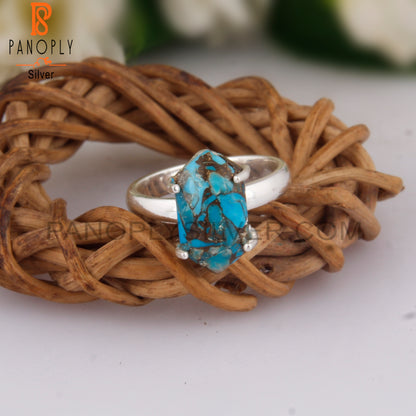 Mojave Copper Turquoise Hexagon Shape 925 Sterling Silver Ring