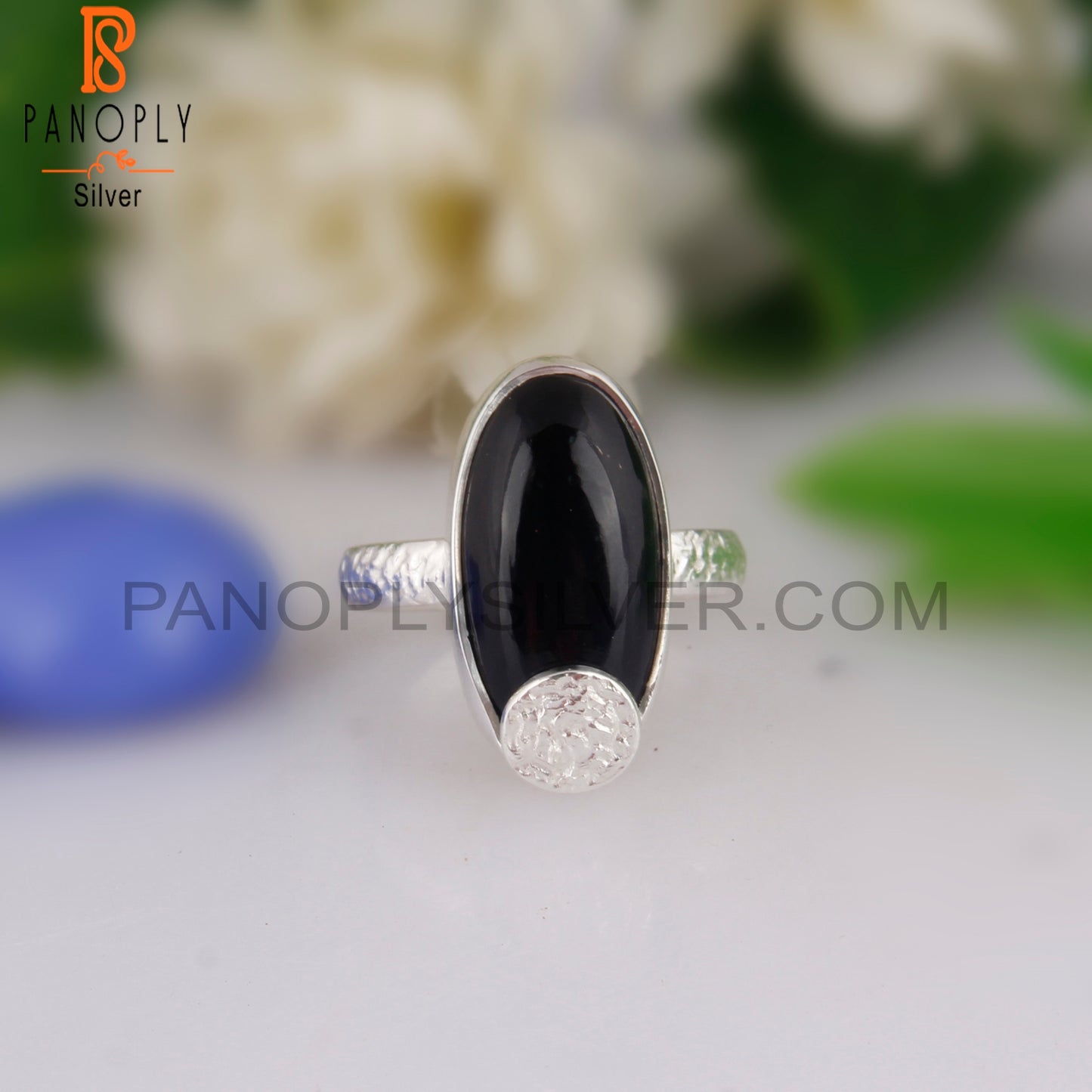 Stylish Black Onyx Oval Shape 925 Sterling Silver Pretty Ring
