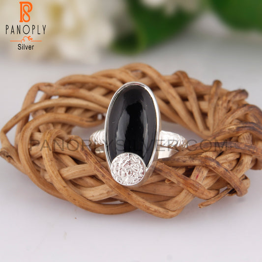 Stylish Black Onyx Oval Shape 925 Sterling Silver Pretty Ring