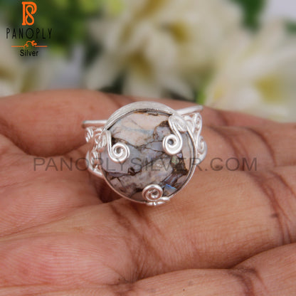 Mojave Opal Designer Round Shape 925 Sterling Silver Ring