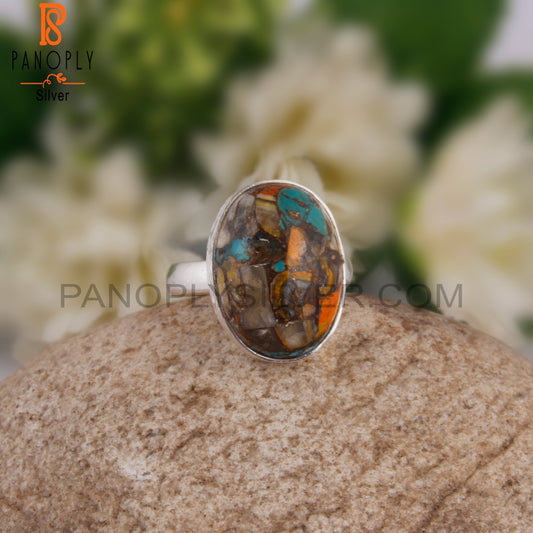 Bumblebee Mojave Turquoise Oval 925 Sterling Silver Ring