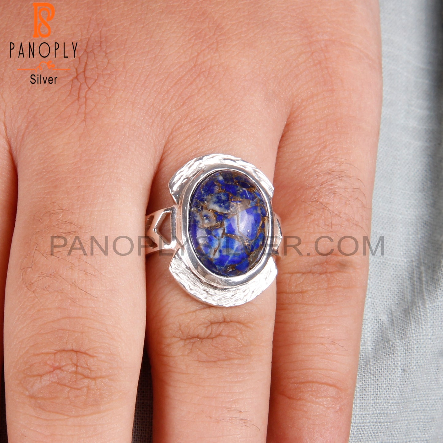 Oval Mojave Copper Lapis 925 Sterling Silver Ring