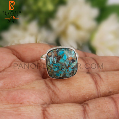 Boulder Turquoise Cushion Cabochon 925 Sterling Silver Ring