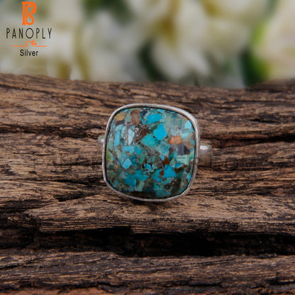 Boulder Turquoise Cushion Cabochon 925 Sterling Silver Ring