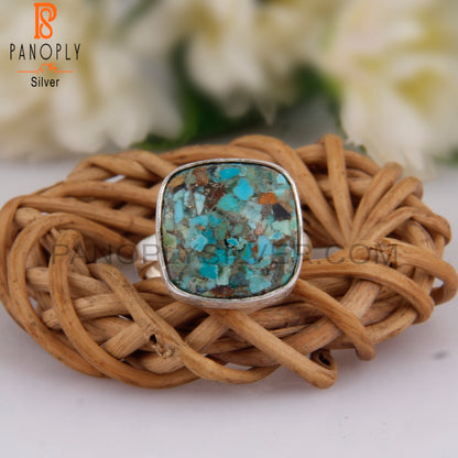 Boulder Turquoise Cushion Cabochon 925 Sterling Silver Ring