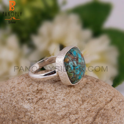 Boulder Turquoise Cushion Cabochon 925 Sterling Silver Ring