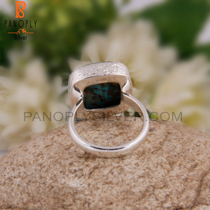 Boulder Turquoise Cushion Cabochon 925 Sterling Silver Ring