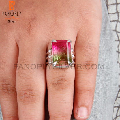 Bi-Colour Quartz Triplet 925 Sterling Silver Ring