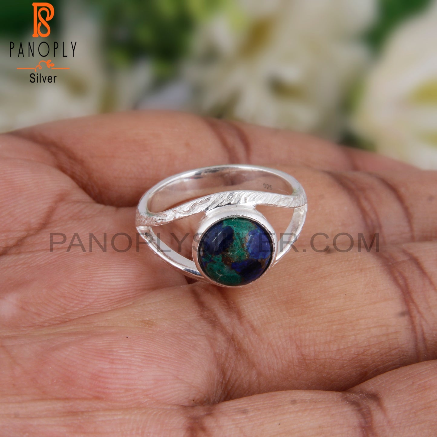 Mojave Azurite Malachite Gemstone 925 Silver Ring