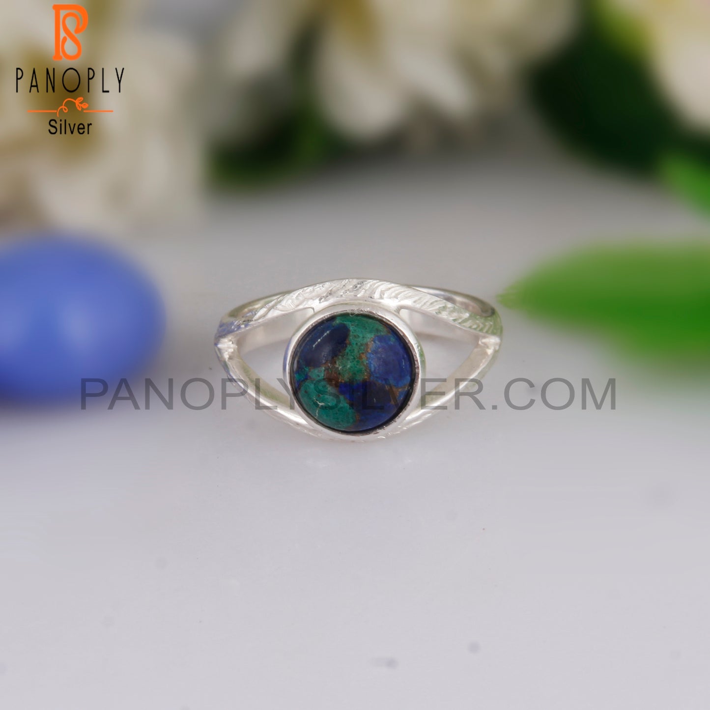 Mojave Azurite Malachite Gemstone 925 Silver Ring