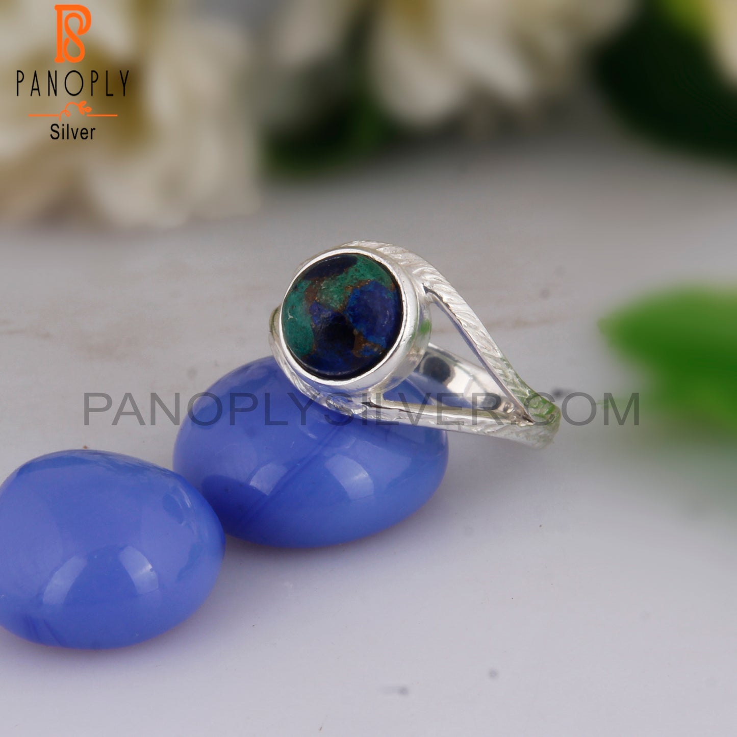 Mojave Azurite Malachite Gemstone 925 Silver Ring