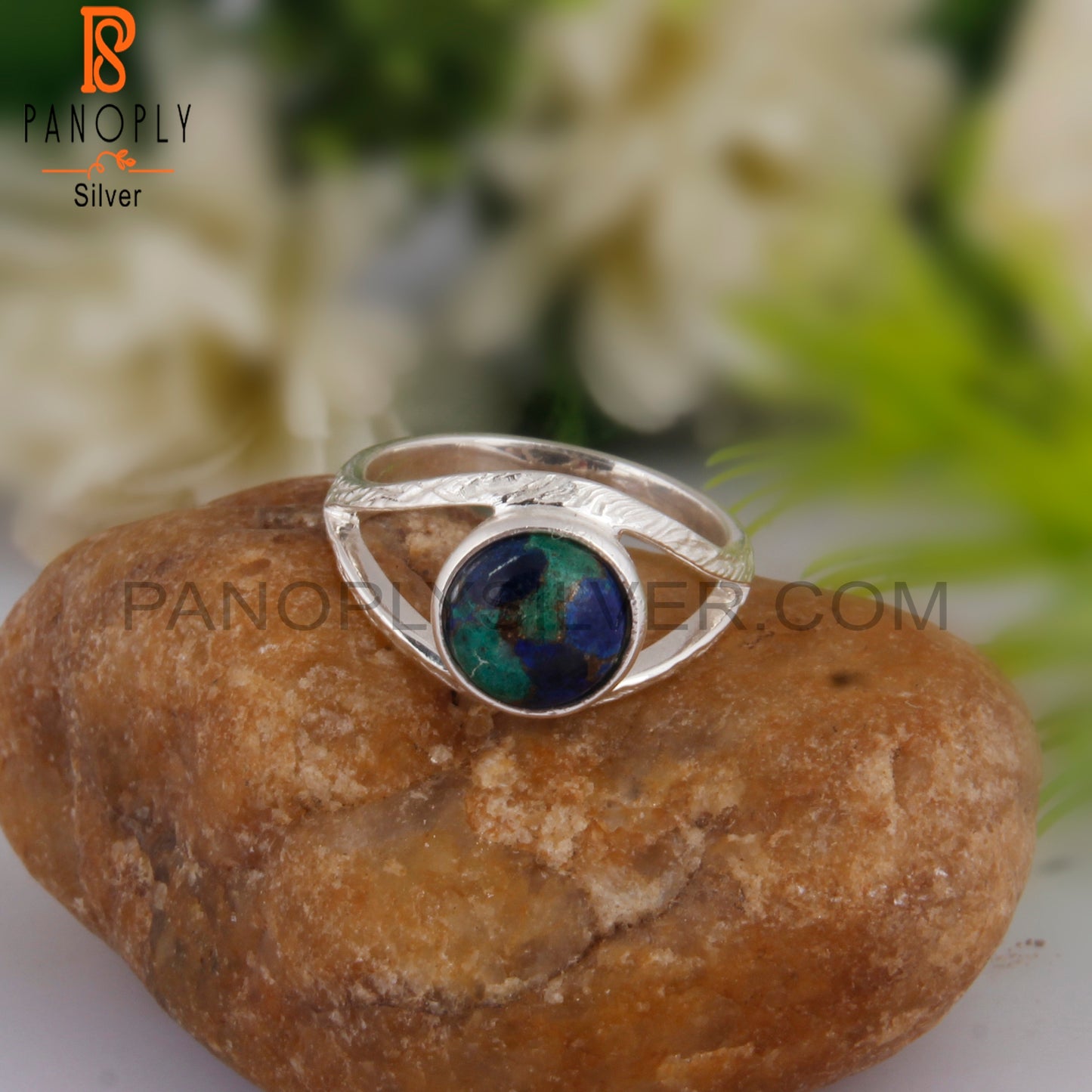 Mojave Azurite Malachite Gemstone 925 Silver Ring