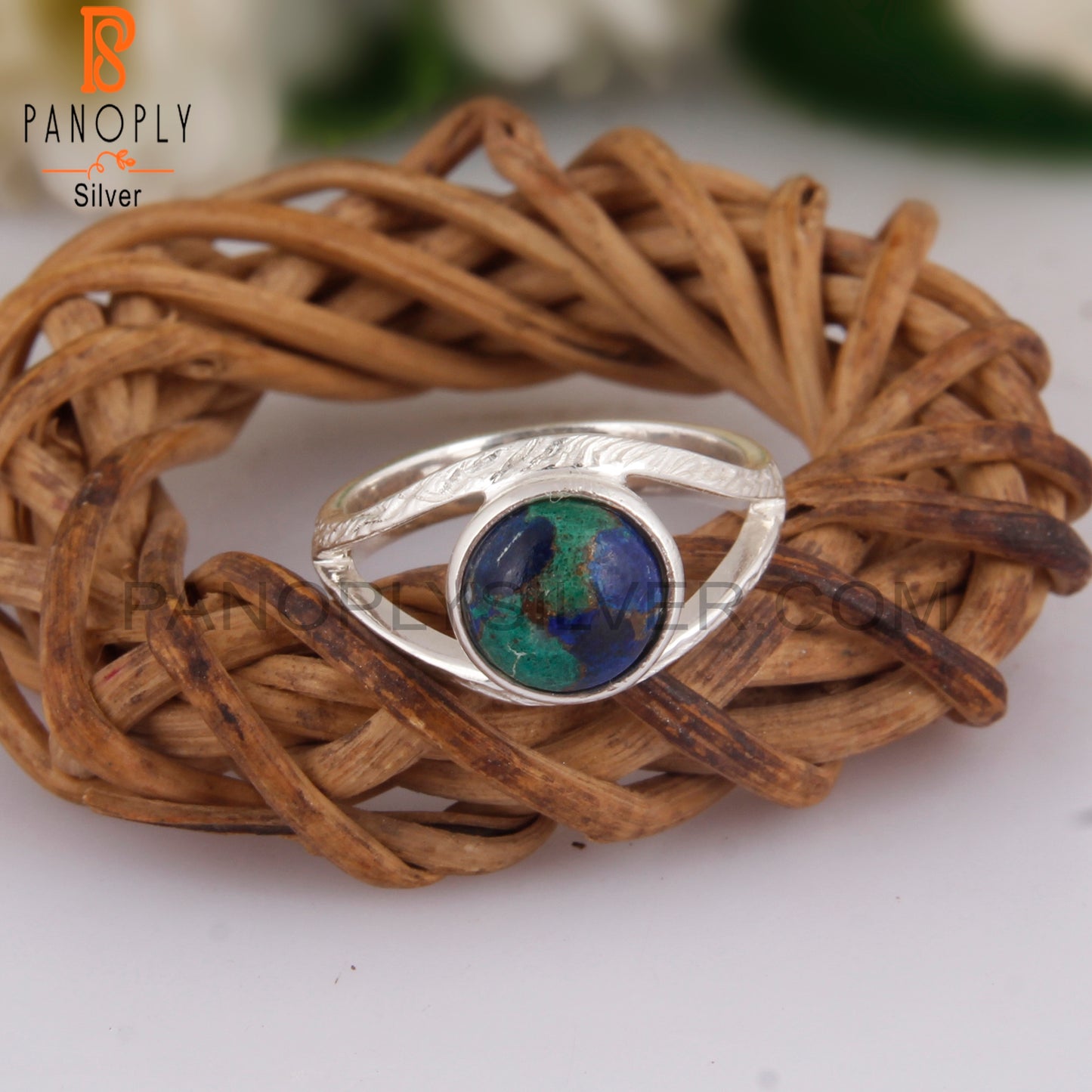 Mojave Azurite Malachite Gemstone 925 Silver Ring