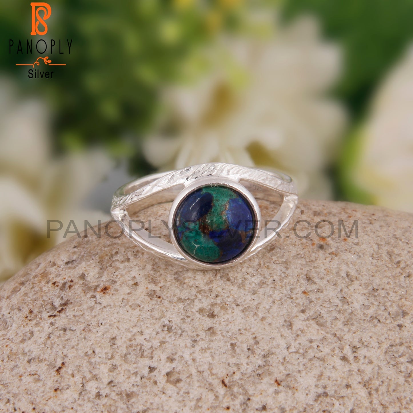 Mojave Azurite Malachite Gemstone 925 Silver Ring