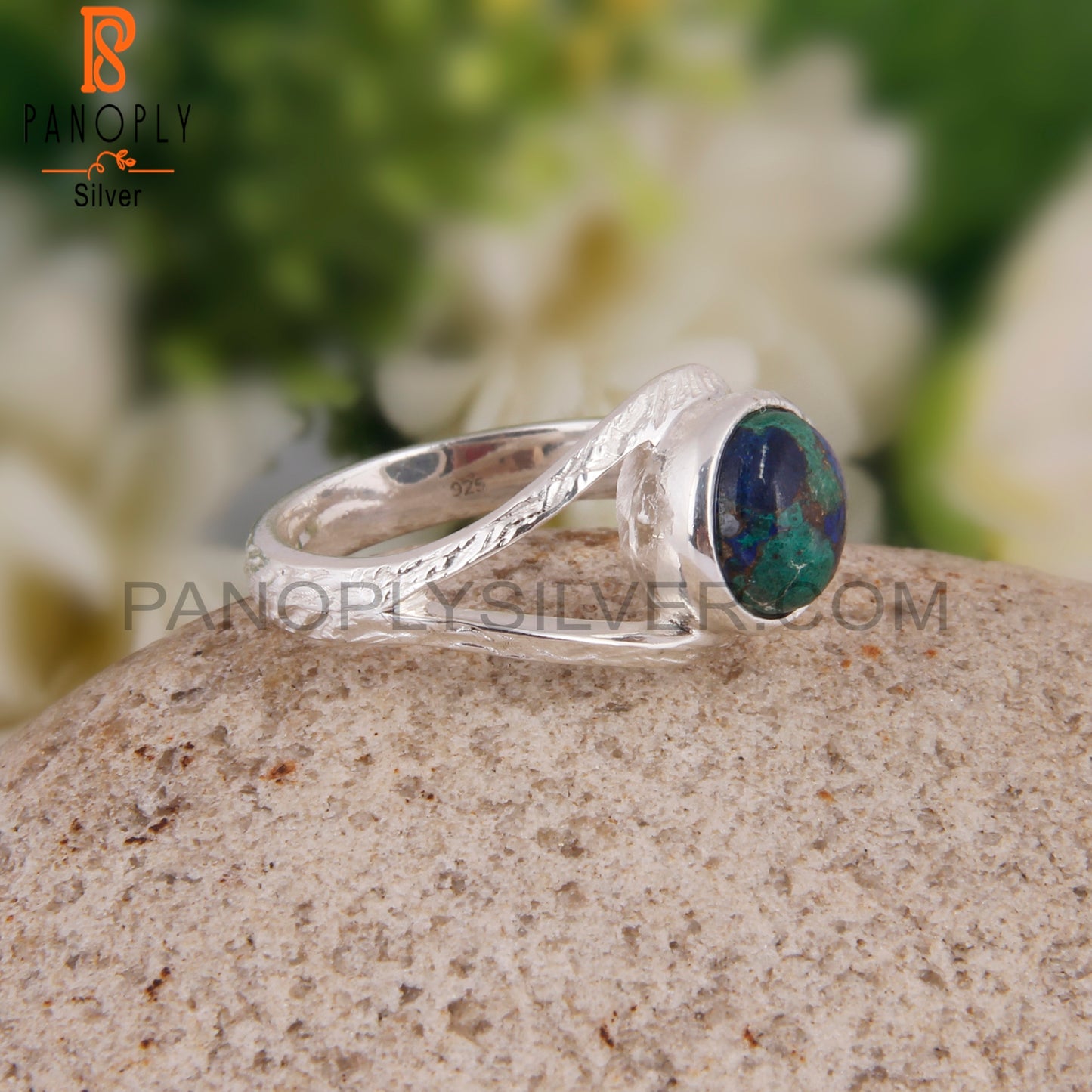 Mojave Azurite Malachite Gemstone 925 Silver Ring