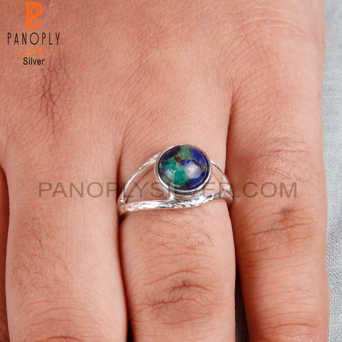 Mojave Azurite Malachite Gemstone 925 Silver Ring