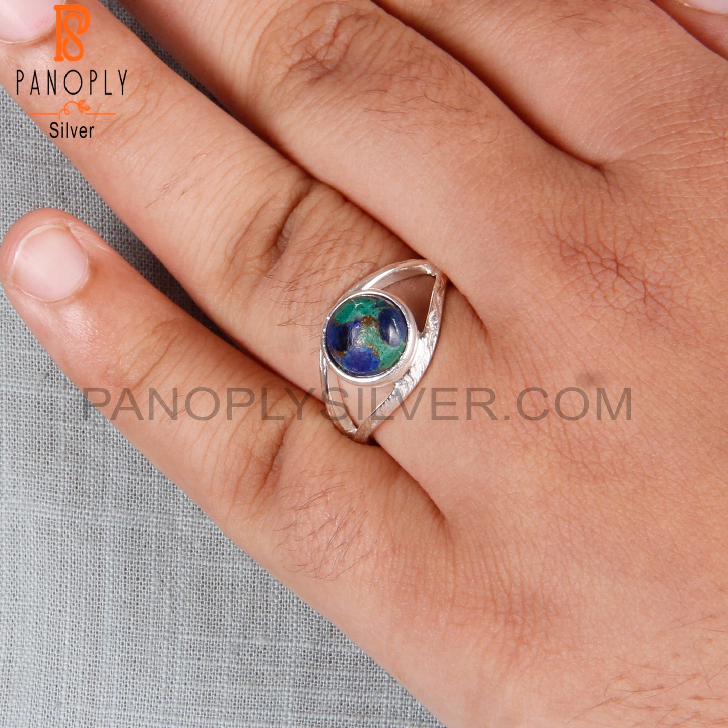 Mojave Azurite Malachite Gemstone 925 Silver Ring