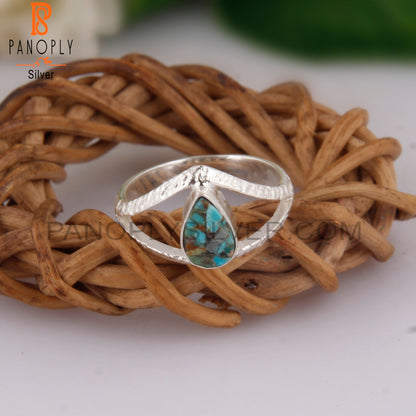 Boulder Turquoise Stylish Pear 925 Silver Classic Ring