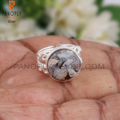 Stylish Mojave Copper Opal Round 925 Sterling Silver Ring
