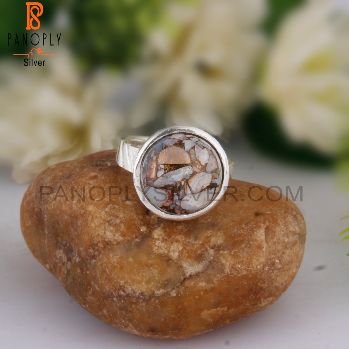 Mojave Copper Ethiopian Opal Round 925 Silver Ring