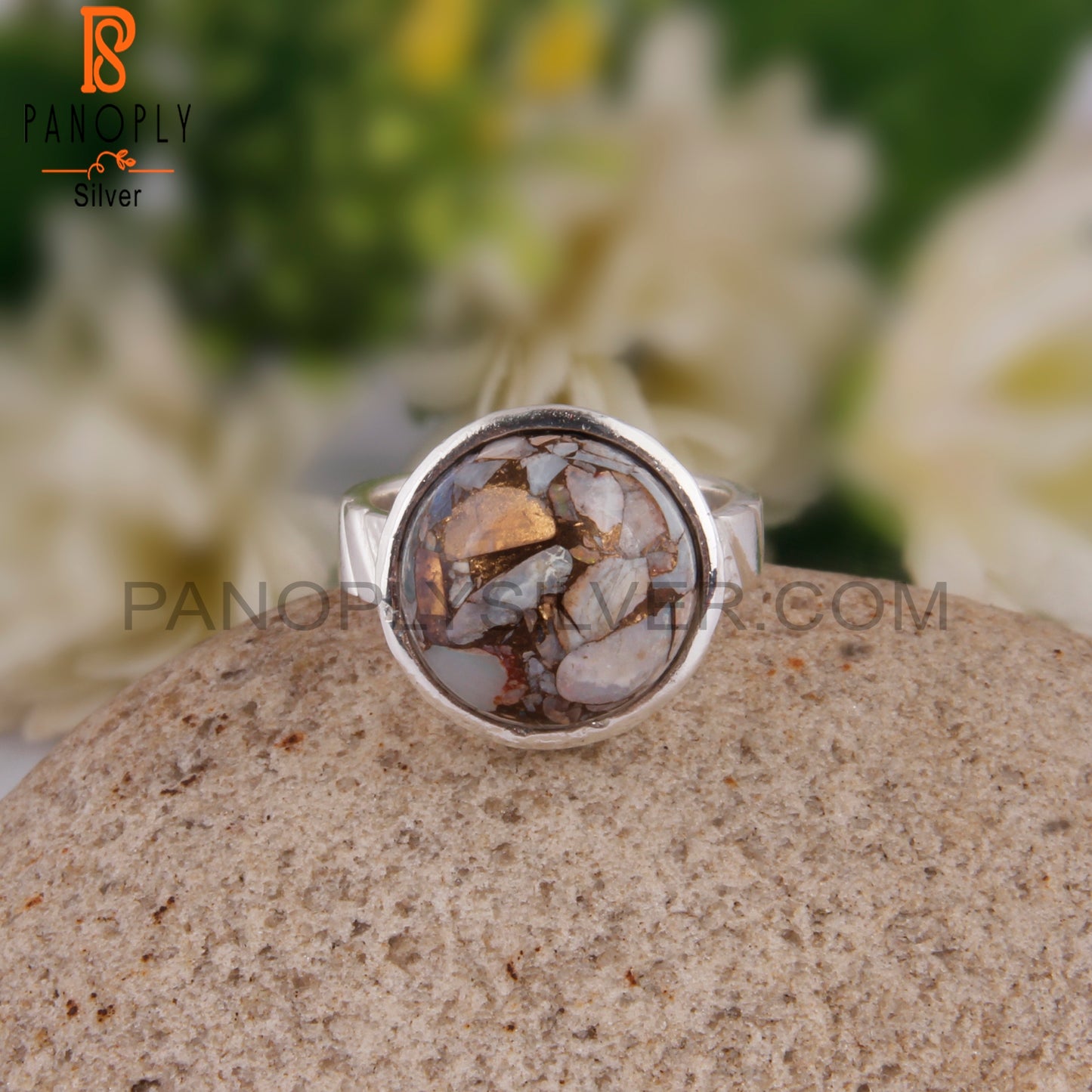 Mojave Copper Ethiopian Opal Round 925 Silver Ring