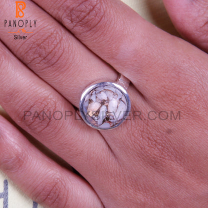 Mojave Copper Ethiopian Opal Round 925 Silver Ring