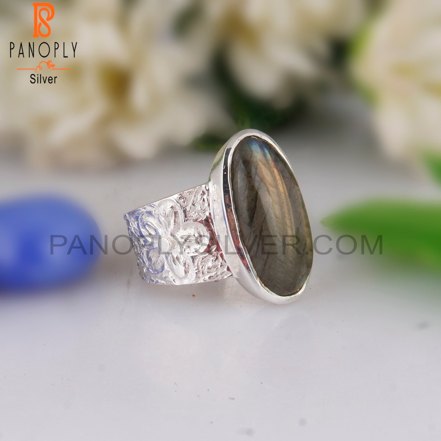 Labradorite Oval Shape 925 Sterling Silver Engagement Ring