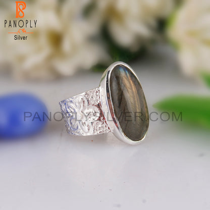 Labradorite Oval Shape 925 Sterling Silver Engagement Ring