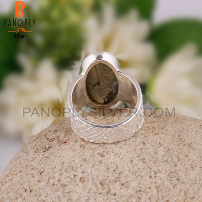 Labradorite Oval Shape 925 Sterling Silver Engagement Ring