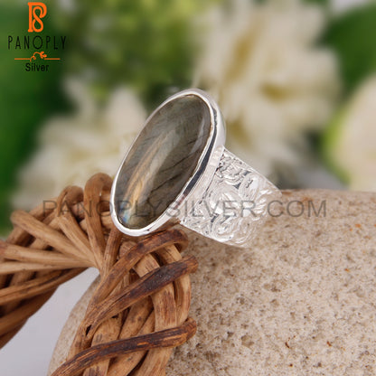 Labradorite Oval Shape 925 Sterling Silver Engagement Ring