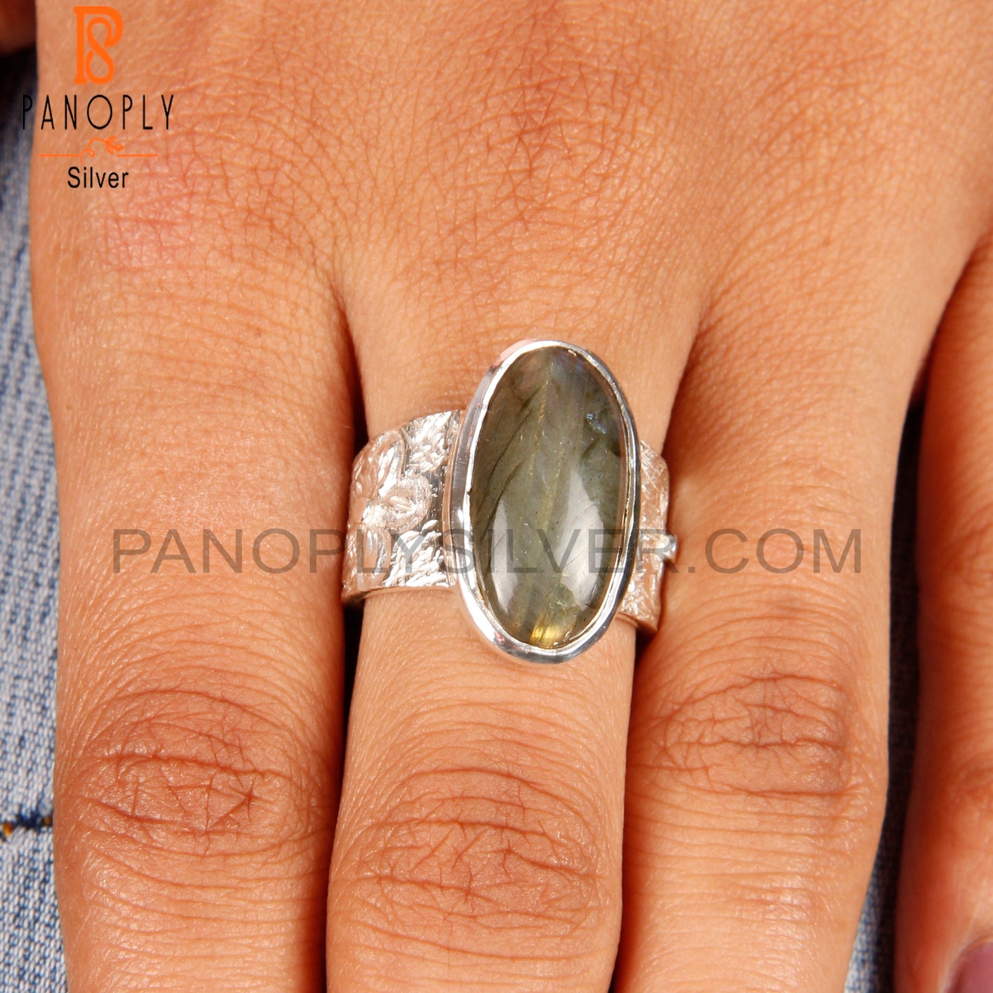 Labradorite Oval Shape 925 Sterling Silver Engagement Ring