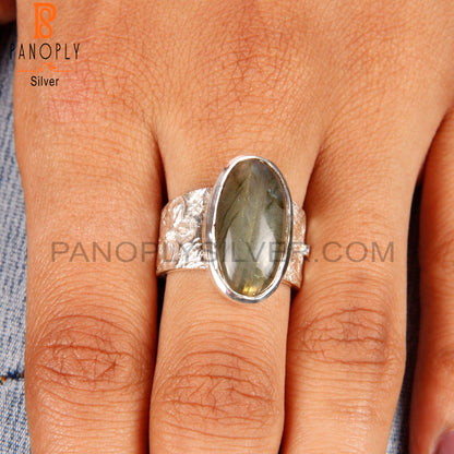 Labradorite Oval Shape 925 Sterling Silver Engagement Ring