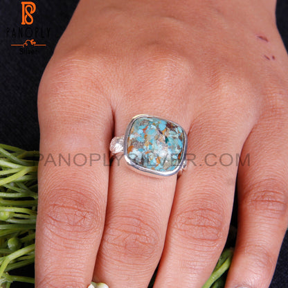 Boulder Turquoise Cushion 925 Sterling Silver Casual Ring