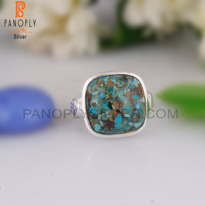 Boulder Turquoise Cushion 925 Sterling Silver Casual Ring