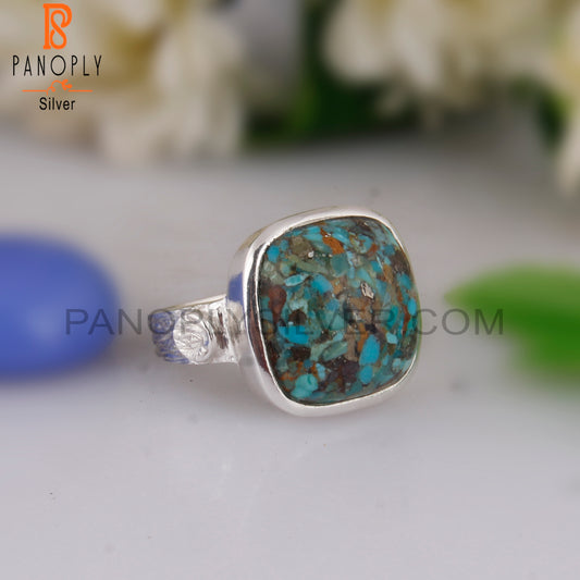Boulder Turquoise Cushion 925 Sterling Silver Casual Ring