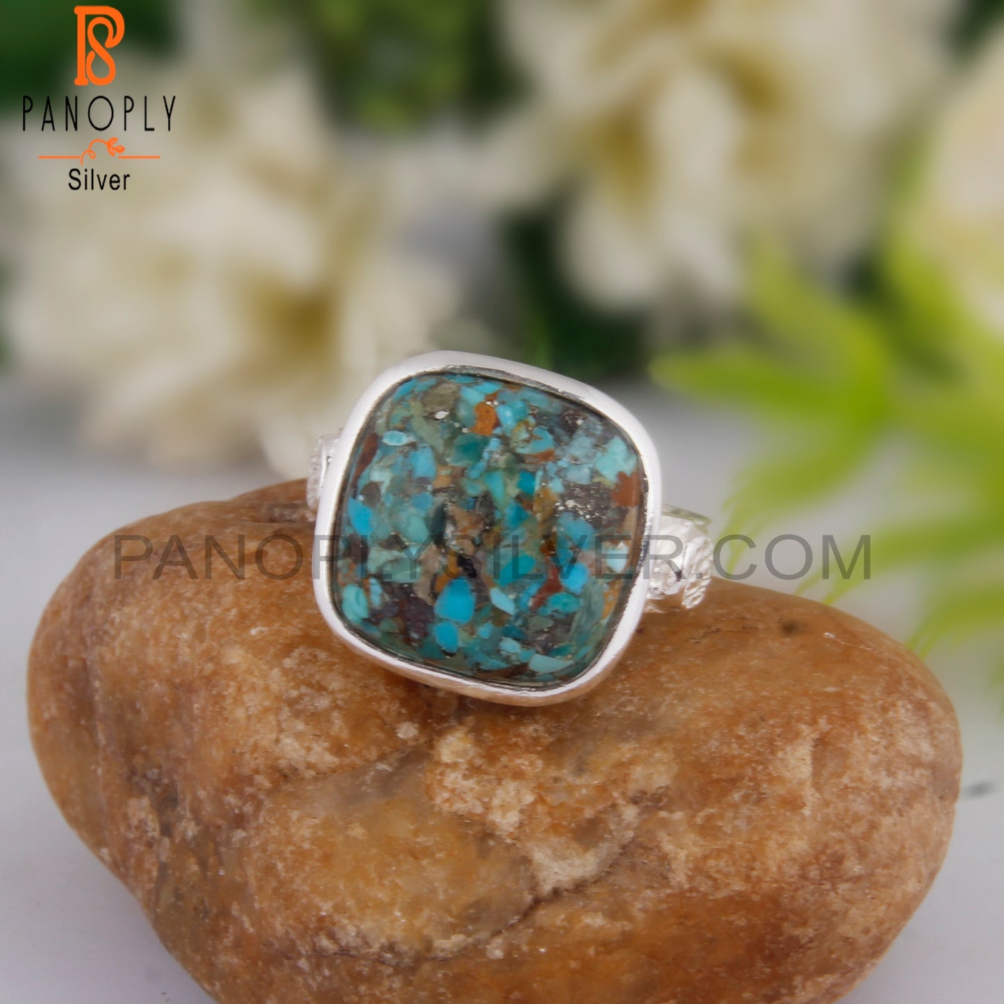 Boulder Turquoise Cushion 925 Sterling Silver Casual Ring