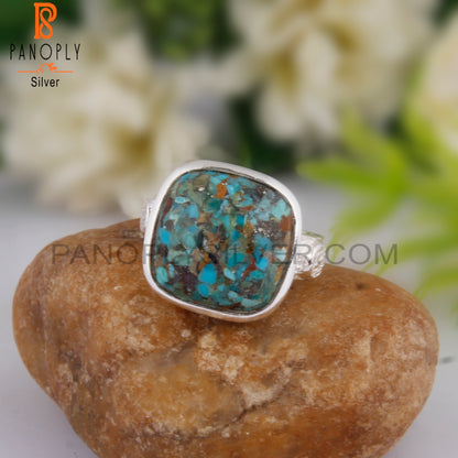 Boulder Turquoise Cushion 925 Sterling Silver Casual Ring