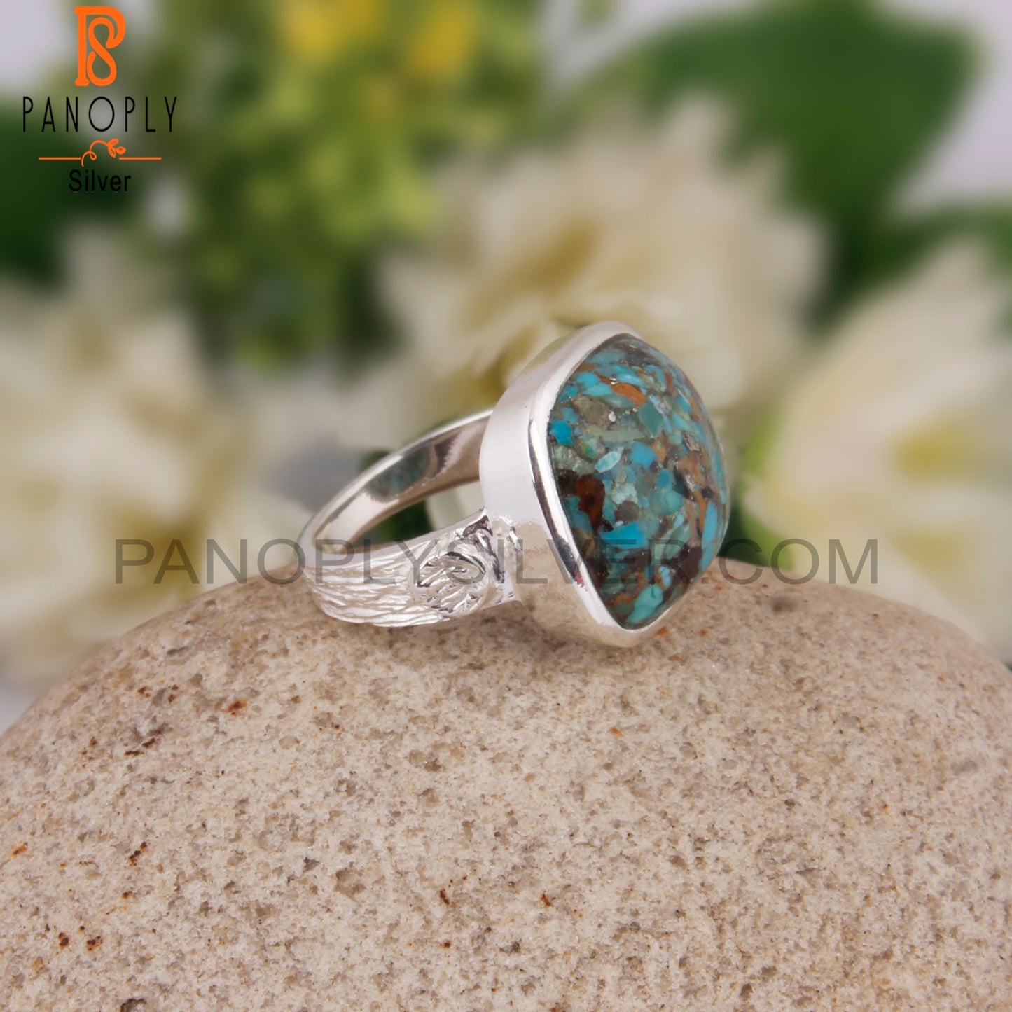 Boulder Turquoise Cushion 925 Sterling Silver Casual Ring