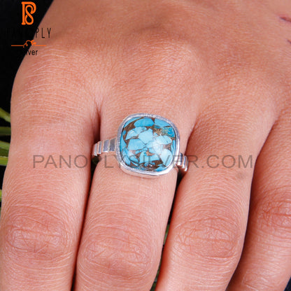 Mojave Copper Turquoise Cushion Handmade 925 Silver Ring