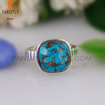 Mojave Copper Turquoise Cushion Handmade 925 Silver Ring