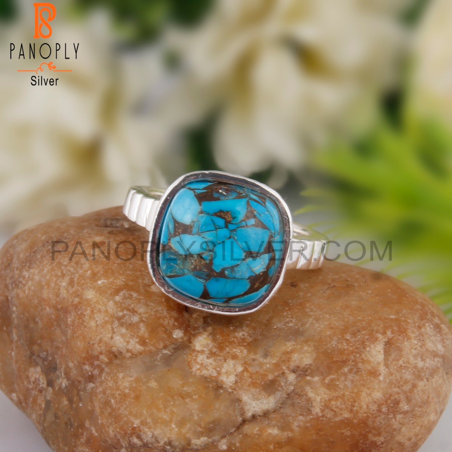 Mojave Copper Turquoise Cushion Handmade 925 Silver Ring