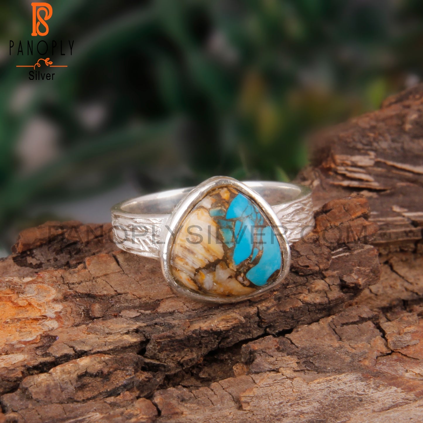 Mojave Copper Oyster Turquoise 925 Silver Gift Ring