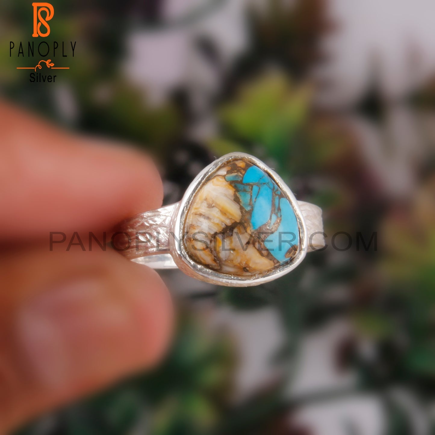 Mojave Copper Oyster Turquoise 925 Silver Gift Ring