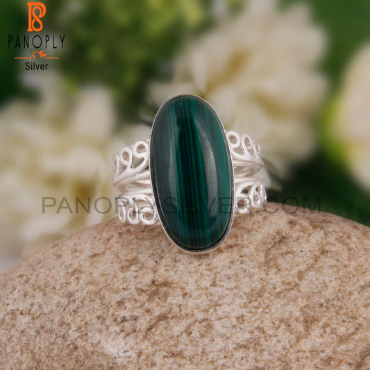 Oval Shape Malachite 925 Sterling Silver Ring Jewelry