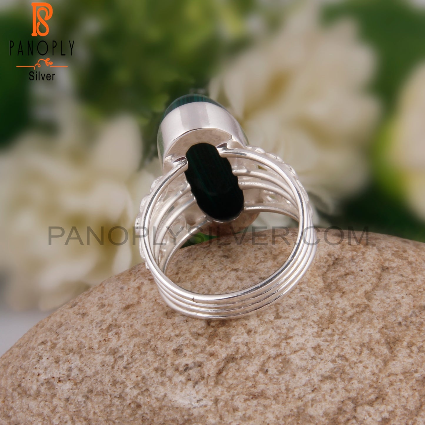Oval Shape Malachite 925 Sterling Silver Ring Jewelry