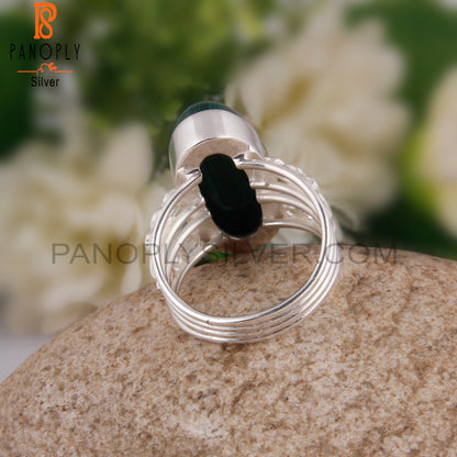Oval Shape Malachite 925 Sterling Silver Ring Jewelry