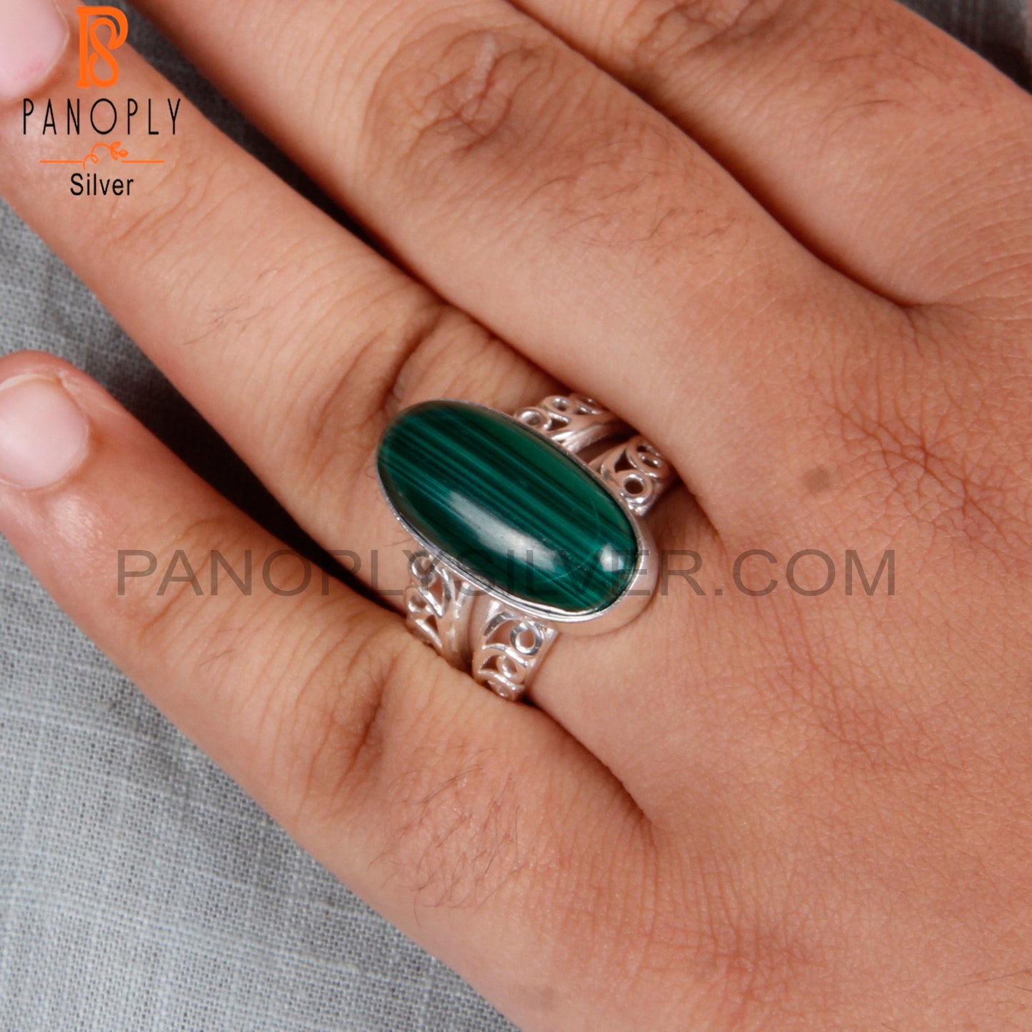 Oval Shape Malachite 925 Sterling Silver Ring Jewelry