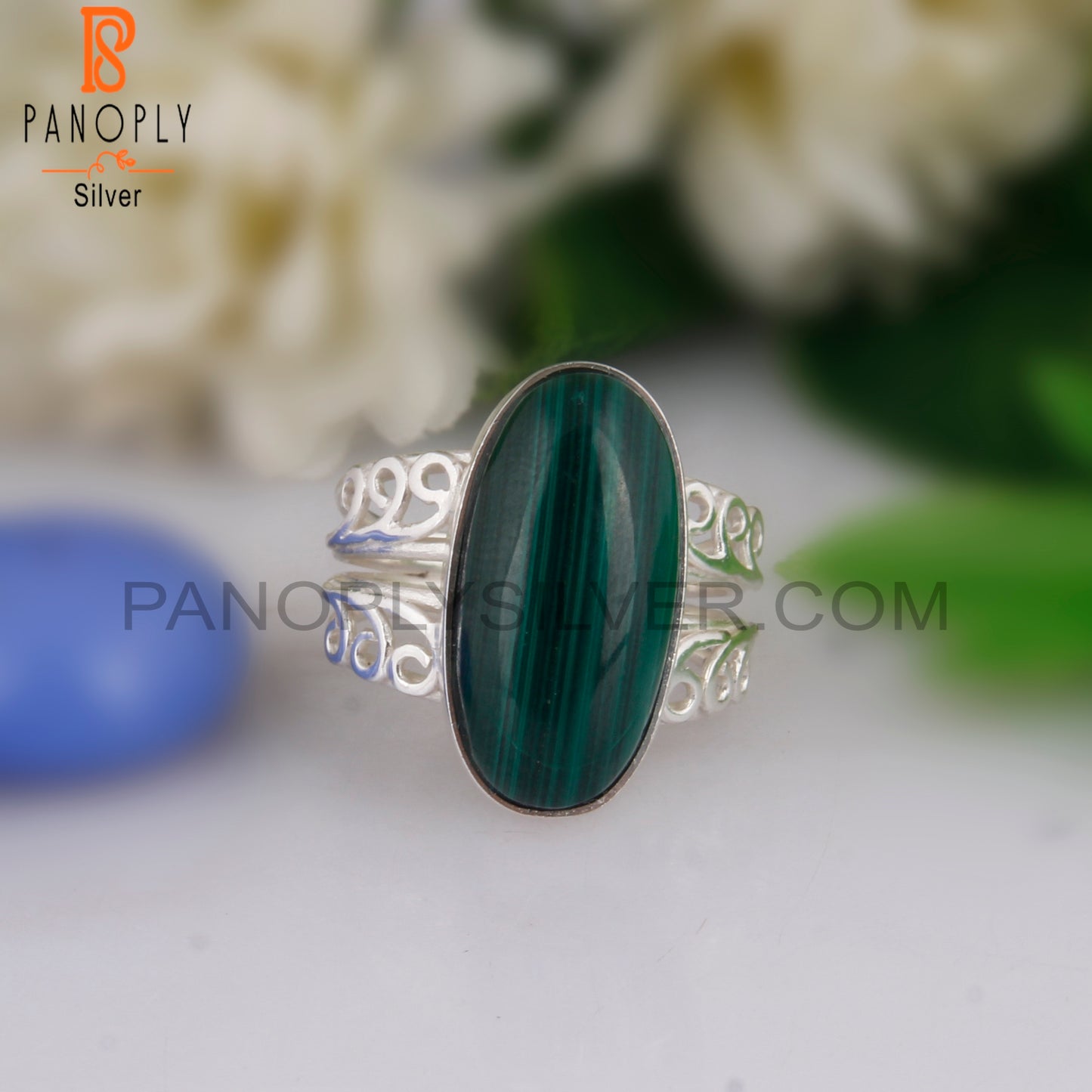 Oval Shape Malachite 925 Sterling Silver Ring Jewelry