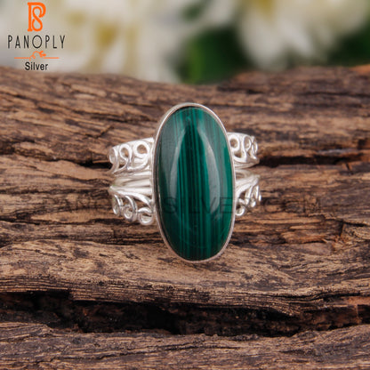 Oval Shape Malachite 925 Sterling Silver Ring Jewelry