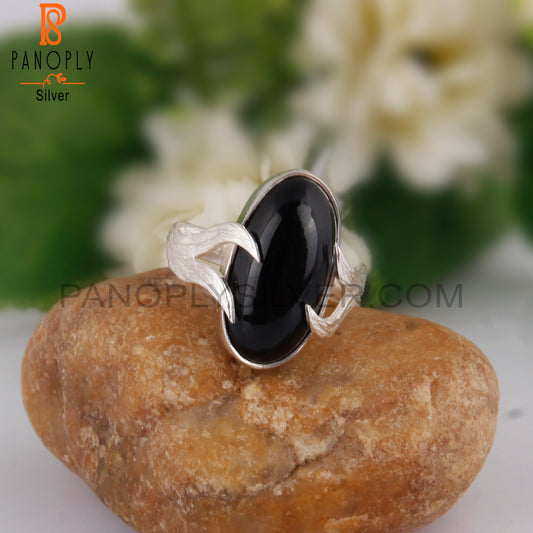 Black Onyx Designer Oval Shape 925 Sterling Silver Ring